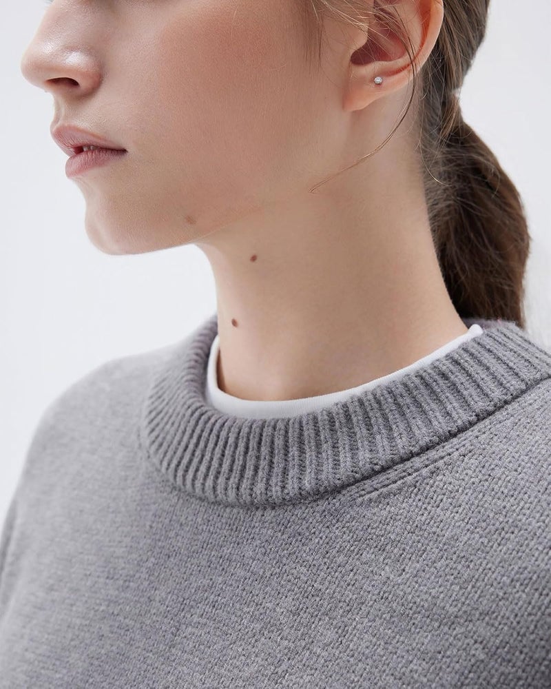 SUUKSESS Women Cashmere Blend Oversized Crew Neck Long Sleeve Pullover Sweaters - Image 3